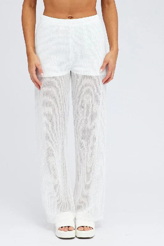 White Wide Leg Pants Elasticated Waist