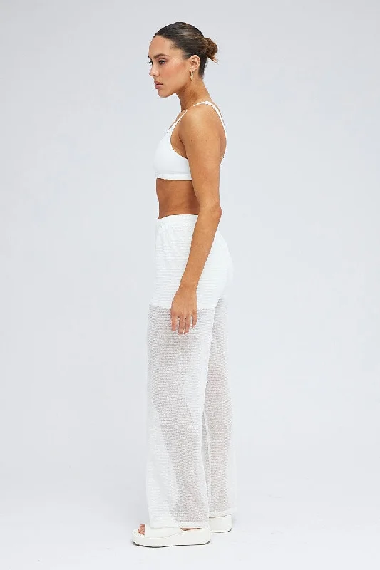 White Wide Leg Pants Elasticated Waist