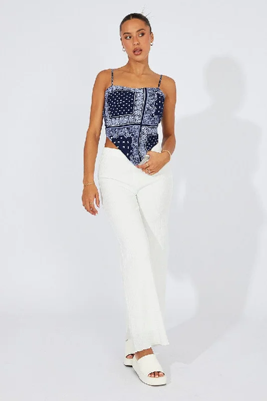 White Wide Leg Pants High Rise