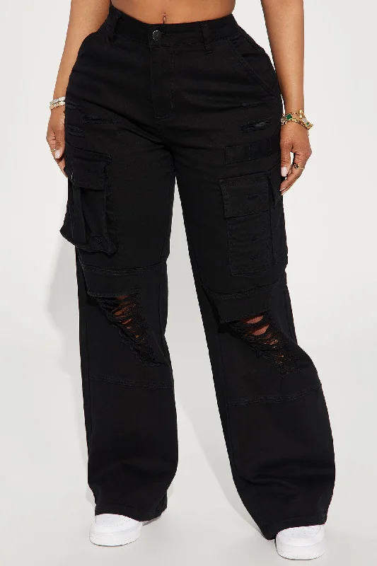 With You Distressed Cargo Pant - Black