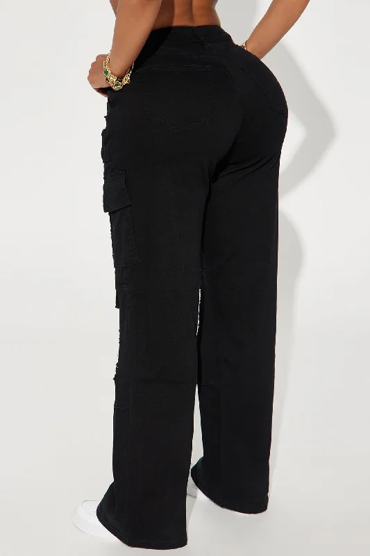 With You Distressed Cargo Pant - Black