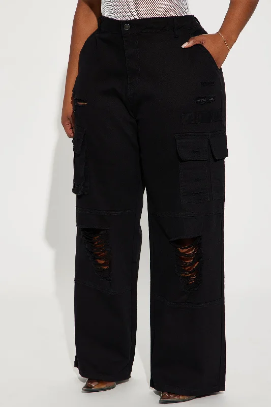 With You Distressed Cargo Pant - Black