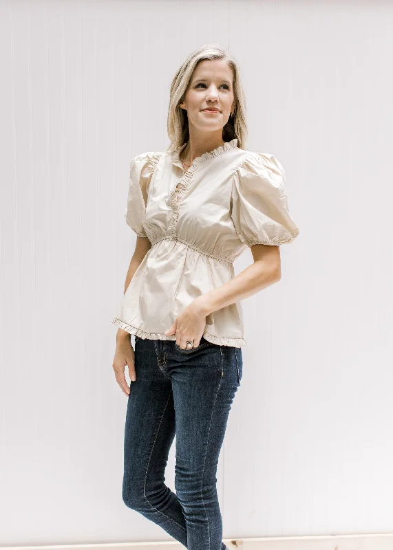 Natural Ruffle Blouse