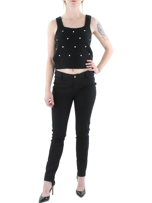 Womens Cropped Polka Dot Tank Top Sweater