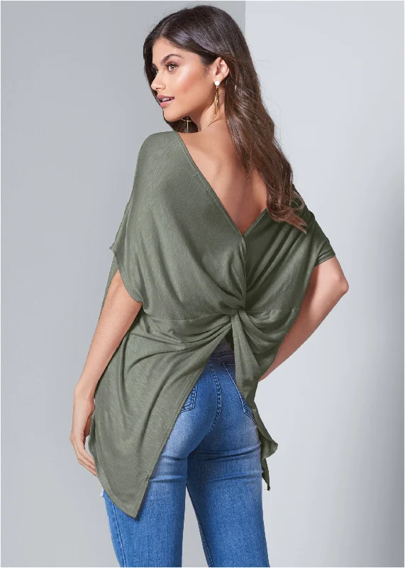 Twist back top - Olive