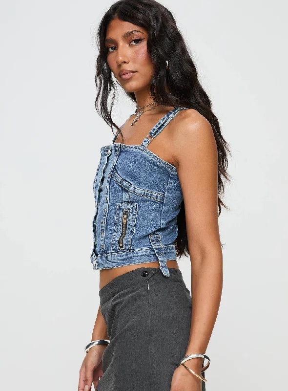 Yappa Denim Top Mid Wash