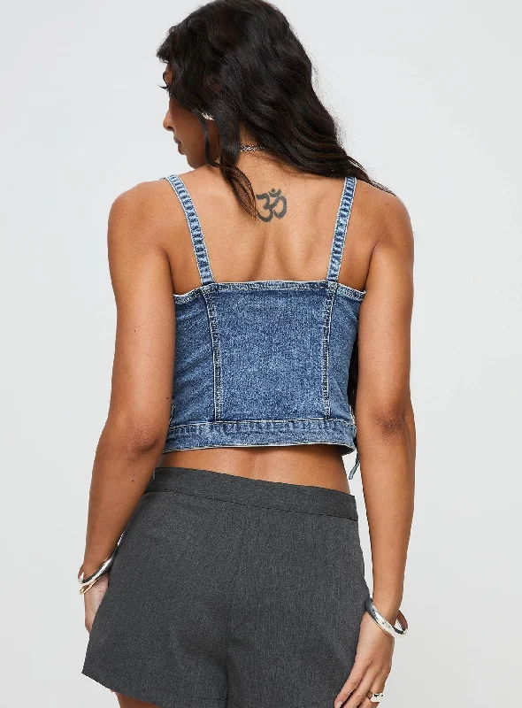 Yappa Denim Top Mid Wash