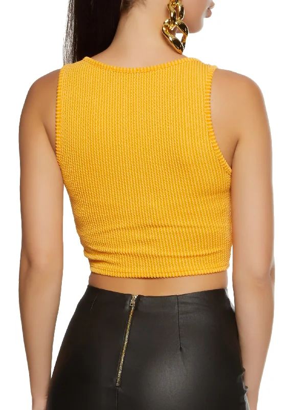 Chain Strap Detail Twist Front Crop Top