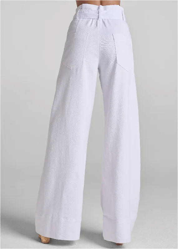 Flare leg high waist jeans - White Denim