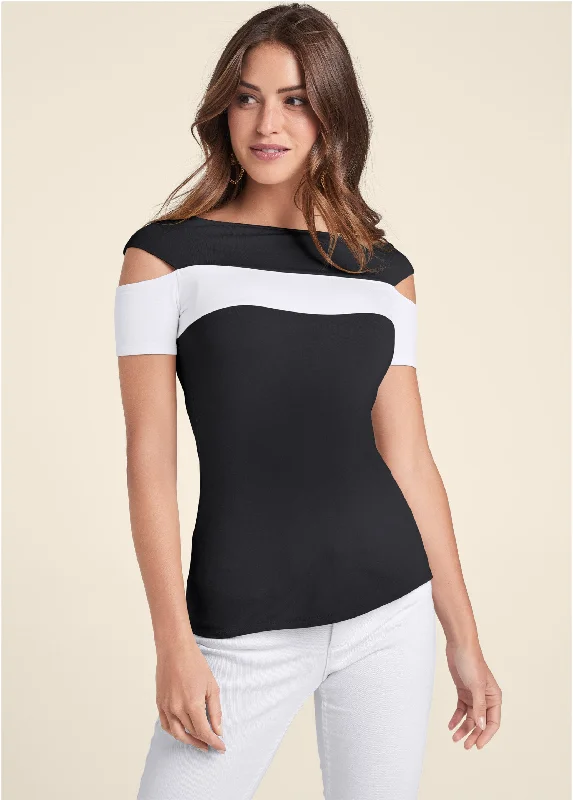 Color block top - Black & White