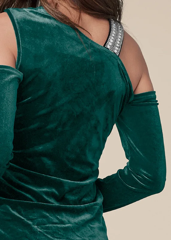 Embellished velvet top - Green