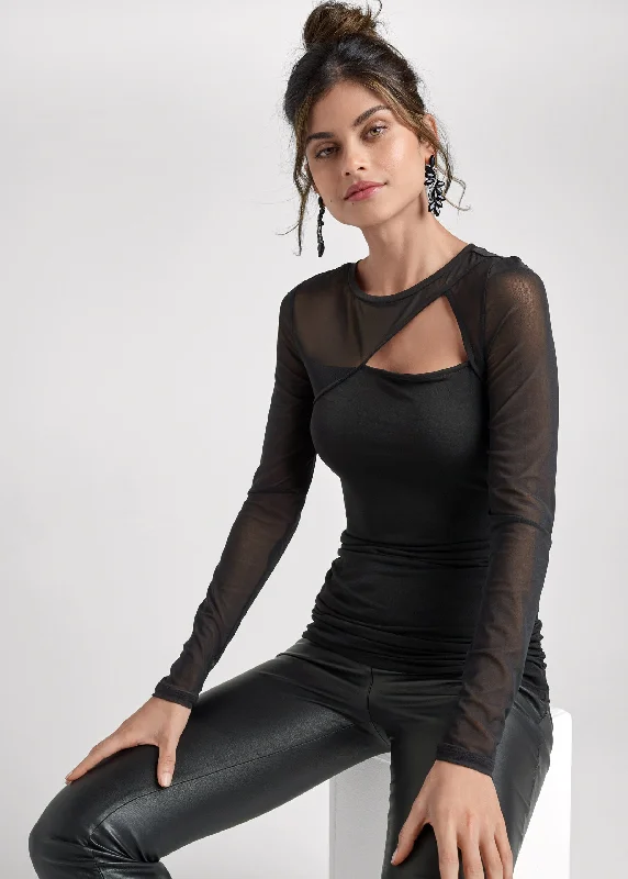 Mesh cut out top - Black