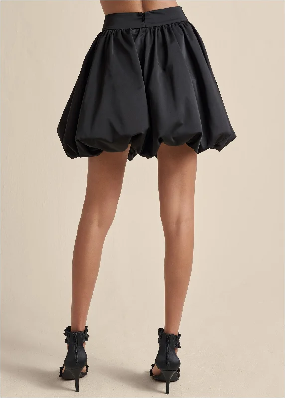 Taffeta Bubble Skirt  - Black