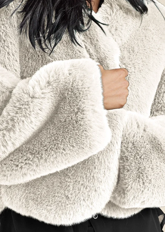 Cropped faux fur coat - Off White