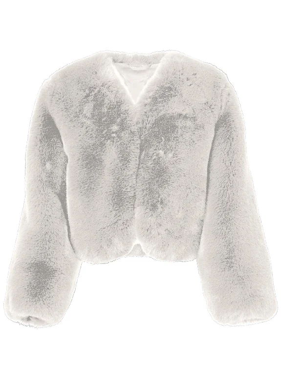 Cropped faux fur coat - Off White