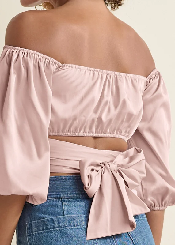 Off-the-shoulder wrap top - Rose