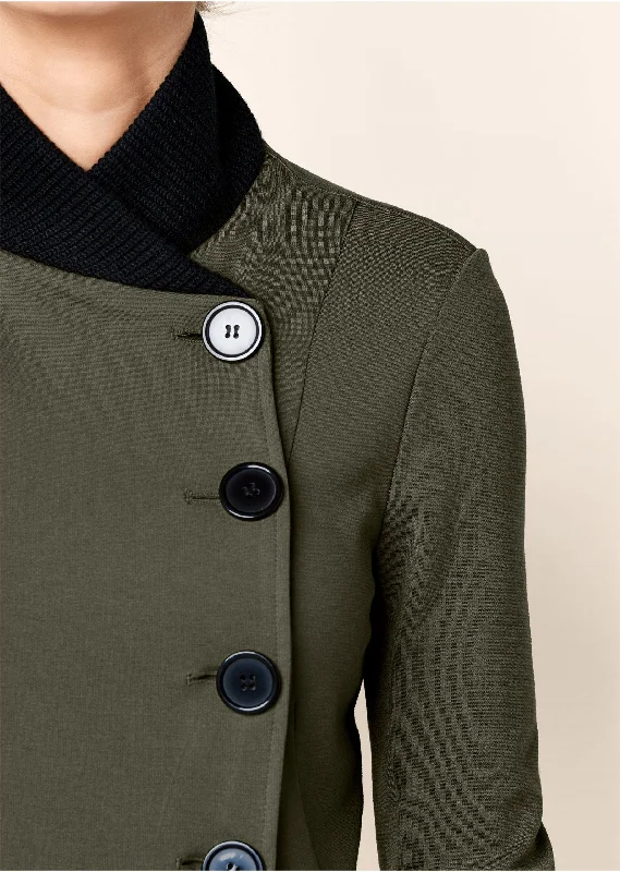 Knit button-front coat - Olive