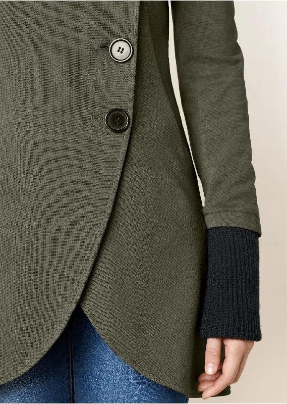 Knit button-front coat - Olive