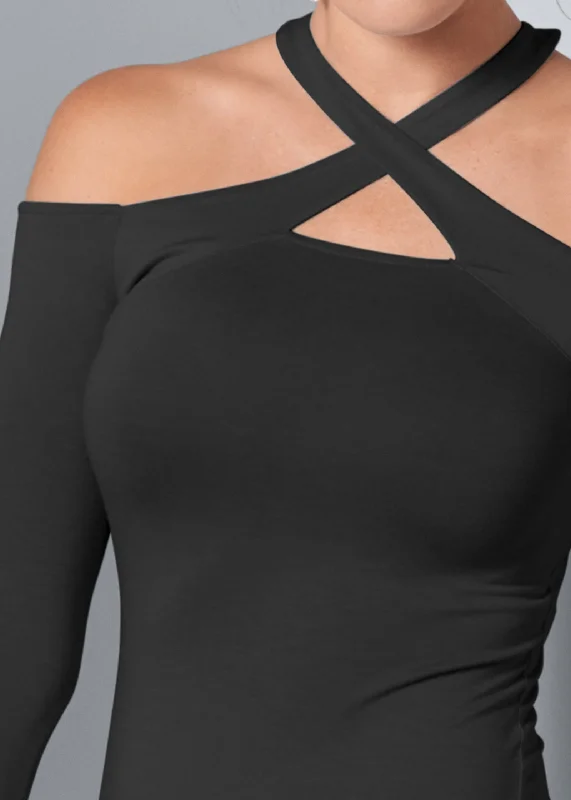 Crisscross neck top - Black