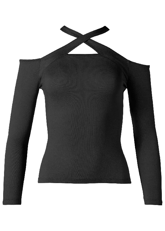 Crisscross neck top - Black