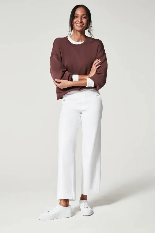 Spanx Bright White Stretch Twill Cropped Wide Leg Pant