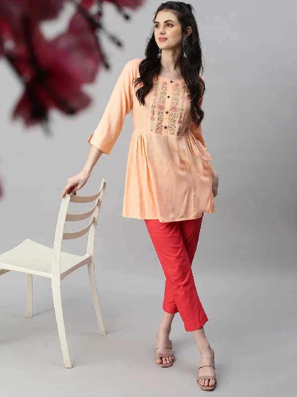 Woven Kurti Pant-Coral