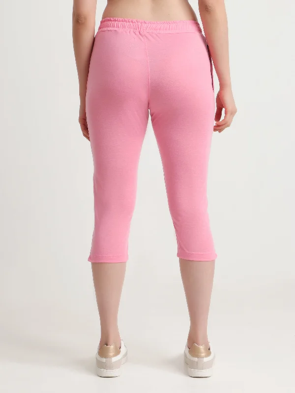 T.T. Women Regular Fit Poly Jersey Solid Capri -Pink