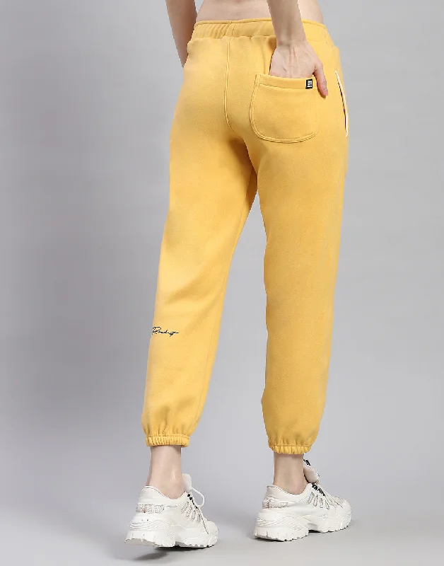 Women Yellow Solid Regular Fit Lower