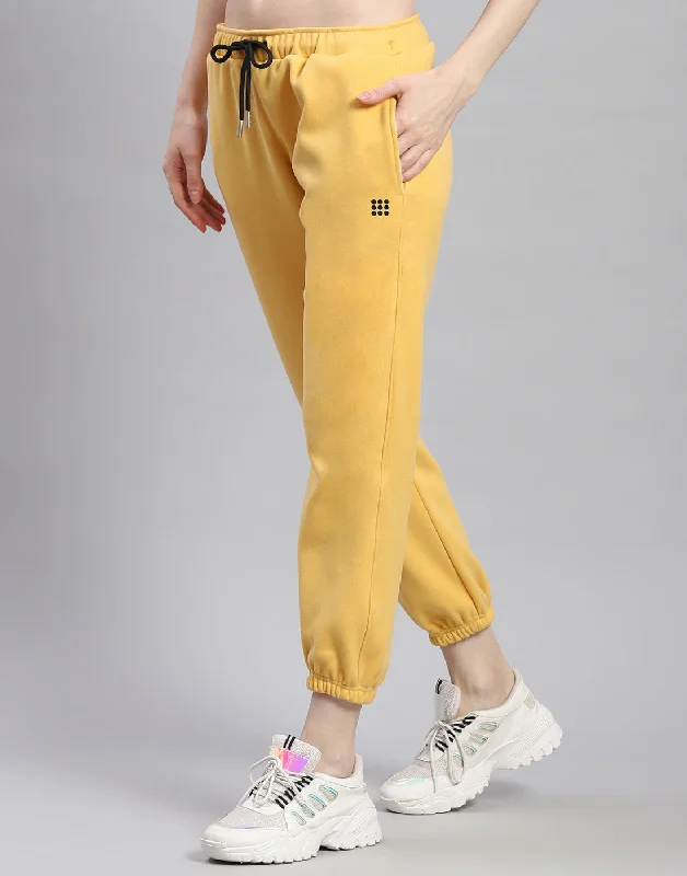 Women Yellow Solid Regular Fit Lower