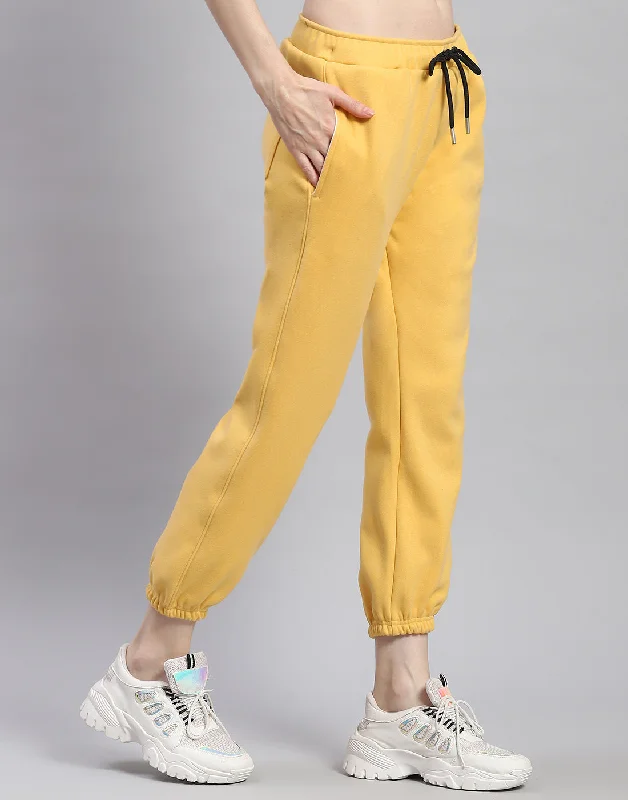 Women Yellow Solid Regular Fit Lower