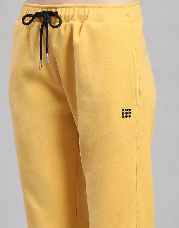 Women Yellow Solid Regular Fit Lower